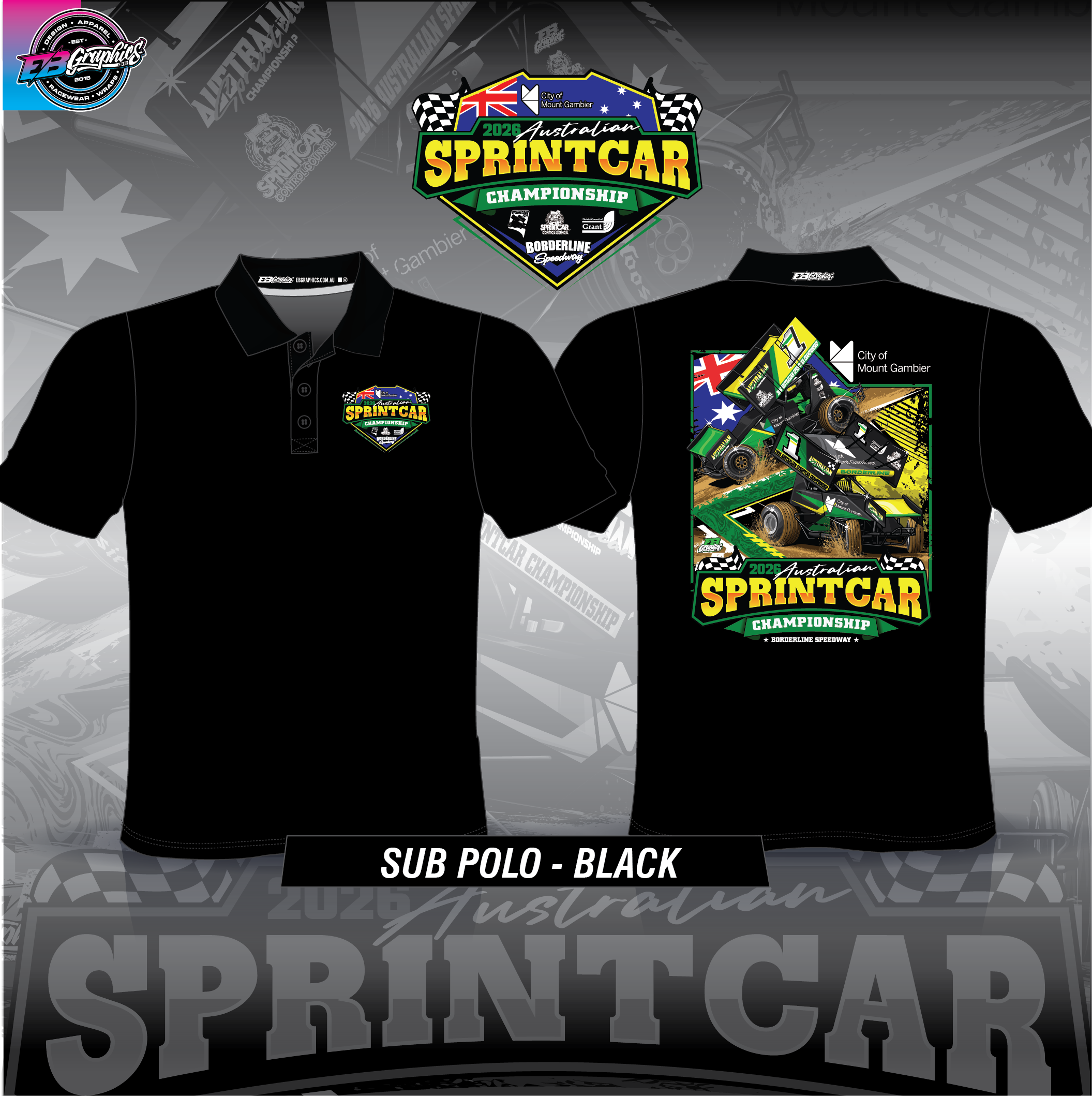 Aust Sprintcar Black Polo